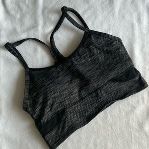 ATHLETA Barre Up Black Striped longline Sports Bra